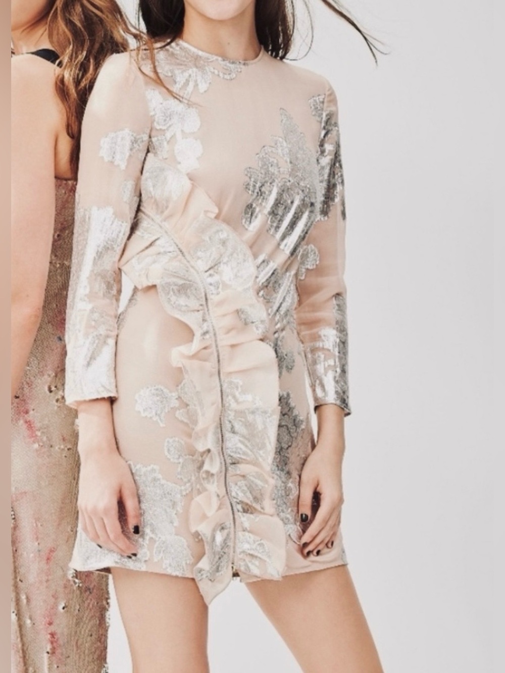 Self-Portrait SILK NWOT Metallic Fil Coupé Mini Dress